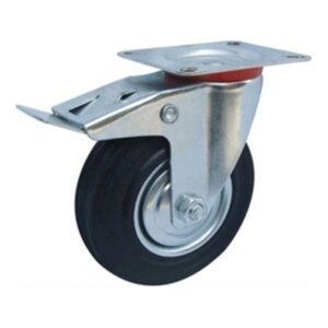 RUEDA GIRATORIA CON FRENO 4" GOMA C/RULEMAN