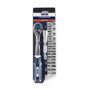 BOCALLAVE JUEGO PORTATIL ENCASTRE 1/4" x12 PIEZAS 4-13mm BREMEN