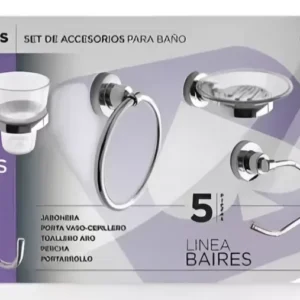 MAJOS - SET DE ACCESORIOS PARA BAÑO 5 PIEZAS LINEA BAIRES