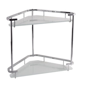 MAJOS - ESTANTE ESQUINERO CON VIDRIO DOBLE LH CROMO