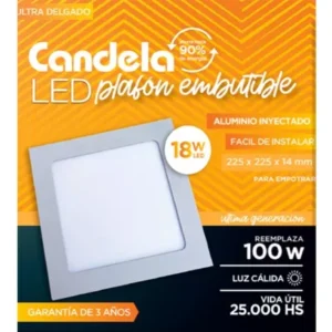 CANDELA - PANEL LED CUADRADO EMBUTIR 12W LUZ CALIDA (-20%)
