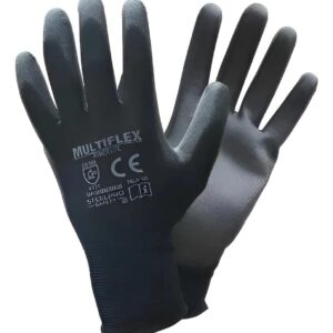 GUANTE MULTIFLEX - NYLON PU9 NEGRO / BLANCO STEELPRO, LISO EN PALMA (EL PAR)